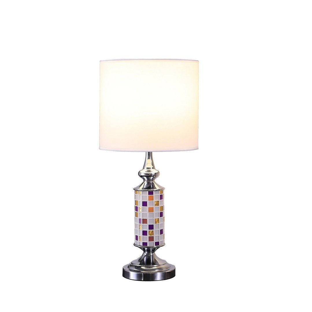 24" Vicki Chrome Bohemian Glass Mosaic Modern Table Lamp - Groovy Boardz