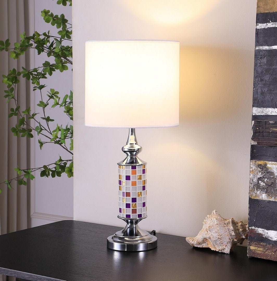 24" Vicki Chrome Bohemian Glass Mosaic Modern Table Lamp - Groovy Boardz