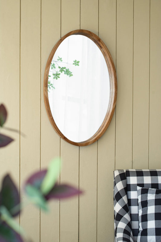 24" x 36" Oval Wall Mirror with Wood Frame, Farmhouse Wood Mirror for Bathroom Entryway Console Lean Against Wall - Groovy Boardz