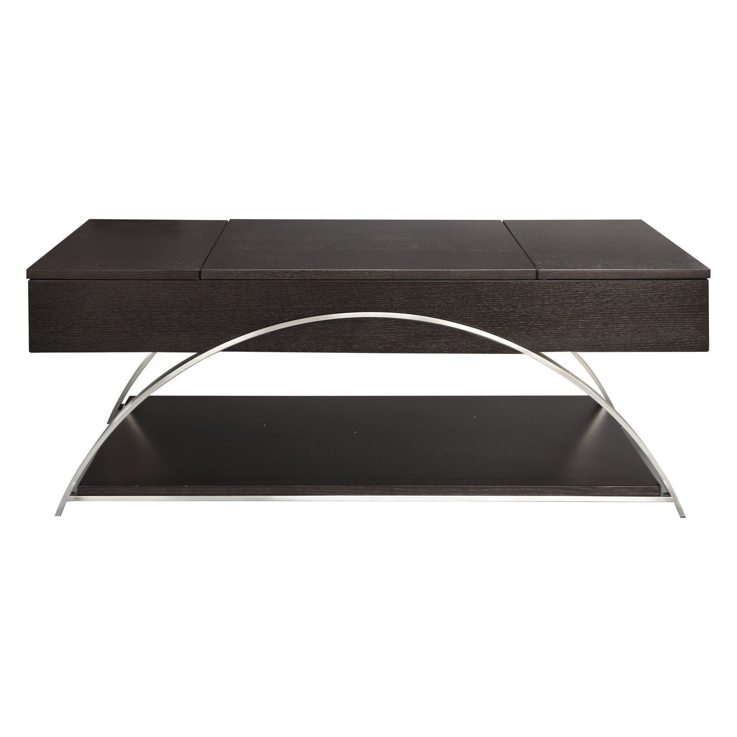 Modern Living Room Furniture 1pc Lift Top Coffee Table with Display Shelf Espresso Finish Wood Chrome Metal Finish Unique Style Cocktail Table