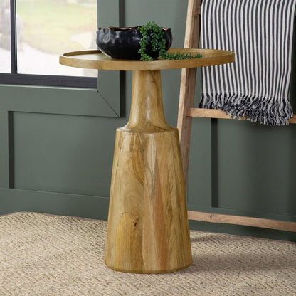 Natural Pedestal Accent Table