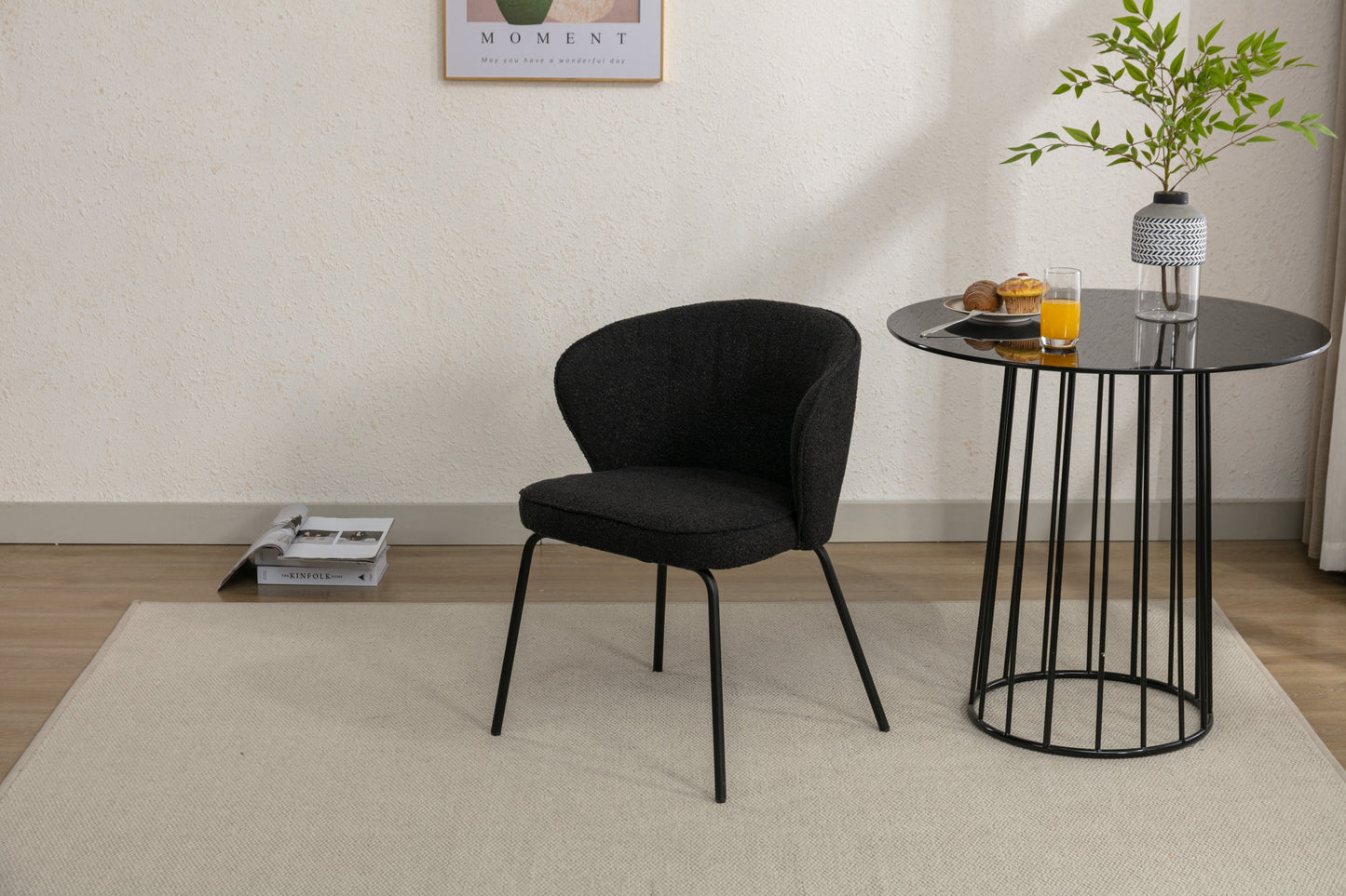 Retro Minimalist Modern Boucle Fabric Dining Chairs