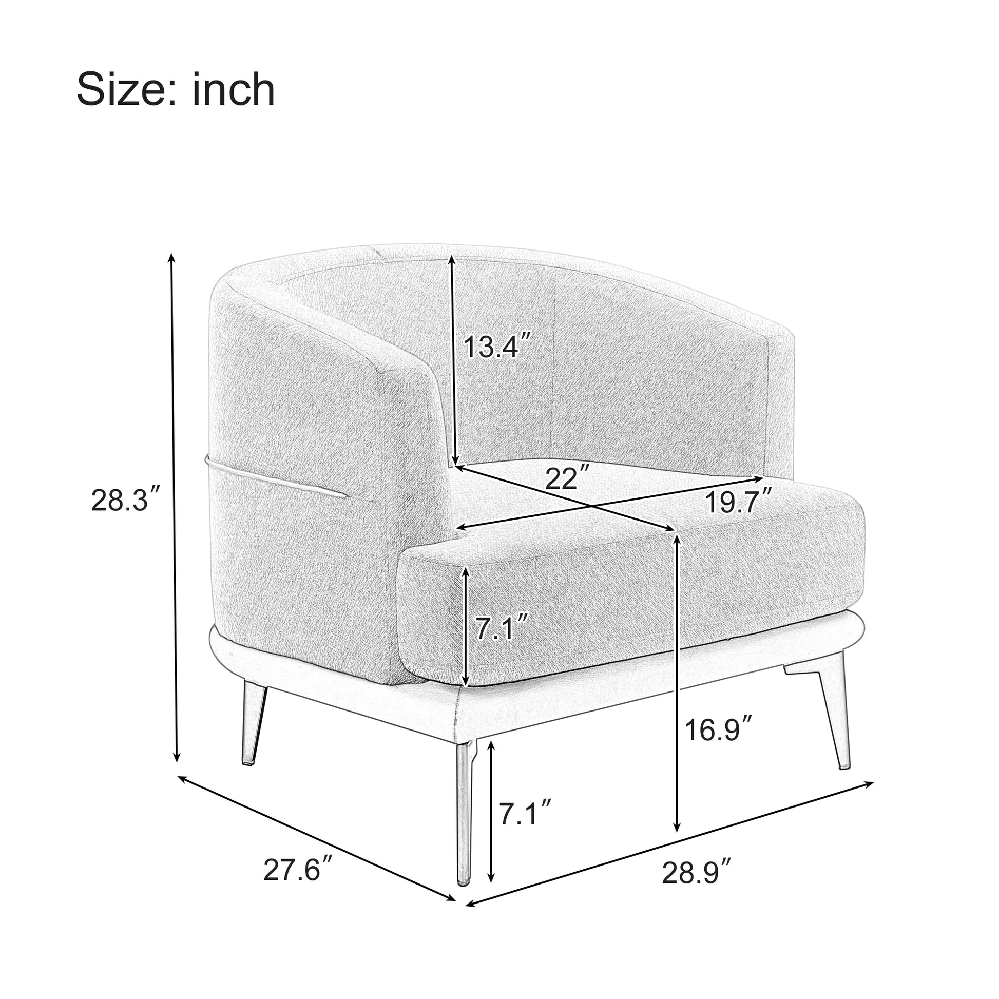 Modern Two-tone Barrel Fabric Chair, Upholstered Round Armchair for Living Room Bedroom Reading Room, Mustard Green