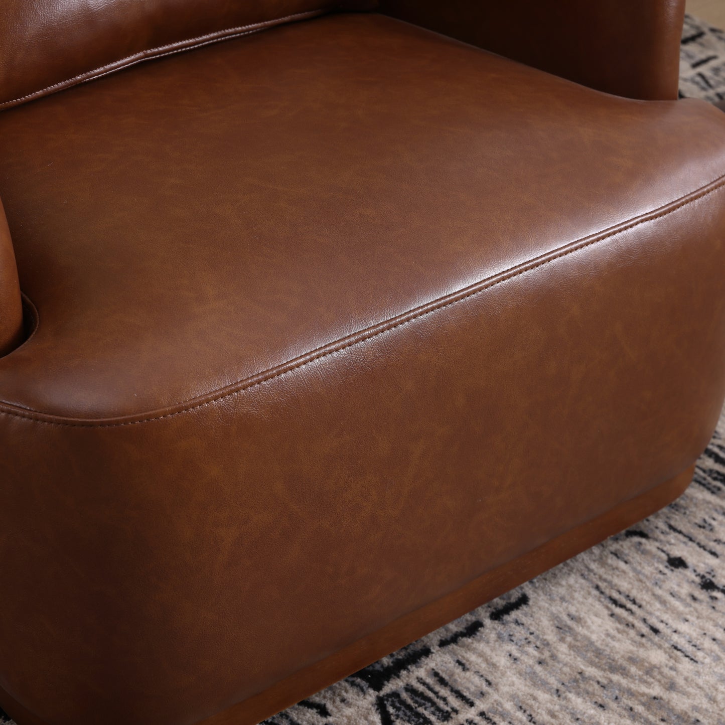 COOLMORE Swivel Barrel Chair, Comfy Round Accent Sofa Chair for Living Room, 360 Degree Swivel Barrel Club Chair, Leisure Arm Chair for Nursery, Hotel, Bedroom, Office, Lounge (Brown PU)