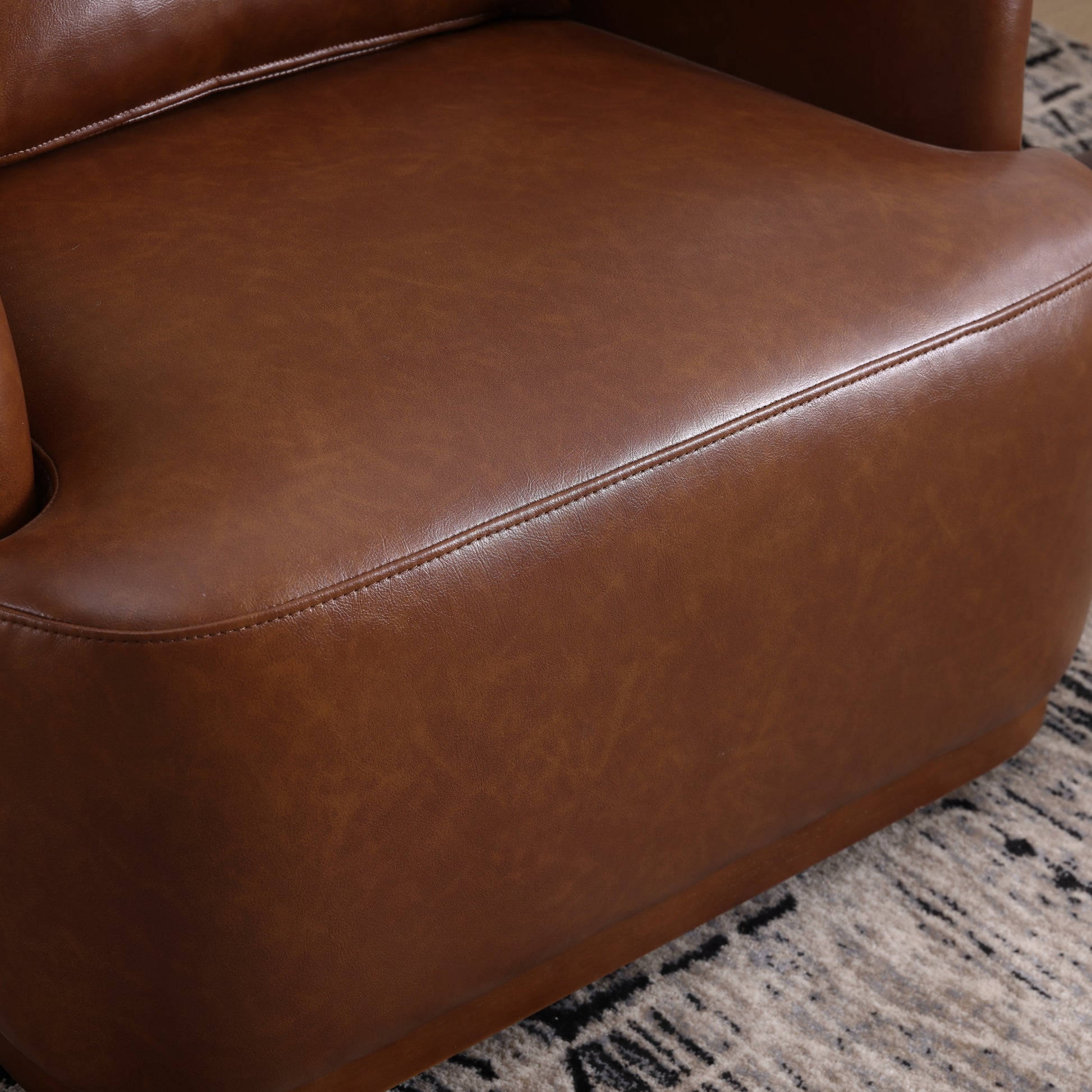 COOLMORE Swivel Barrel Chair, Comfy Round Accent Sofa Chair for Living Room, 360 Degree Swivel Barrel Club Chair, Leisure Arm Chair for Nursery, Hotel, Bedroom, Office, Lounge (Brown PU)