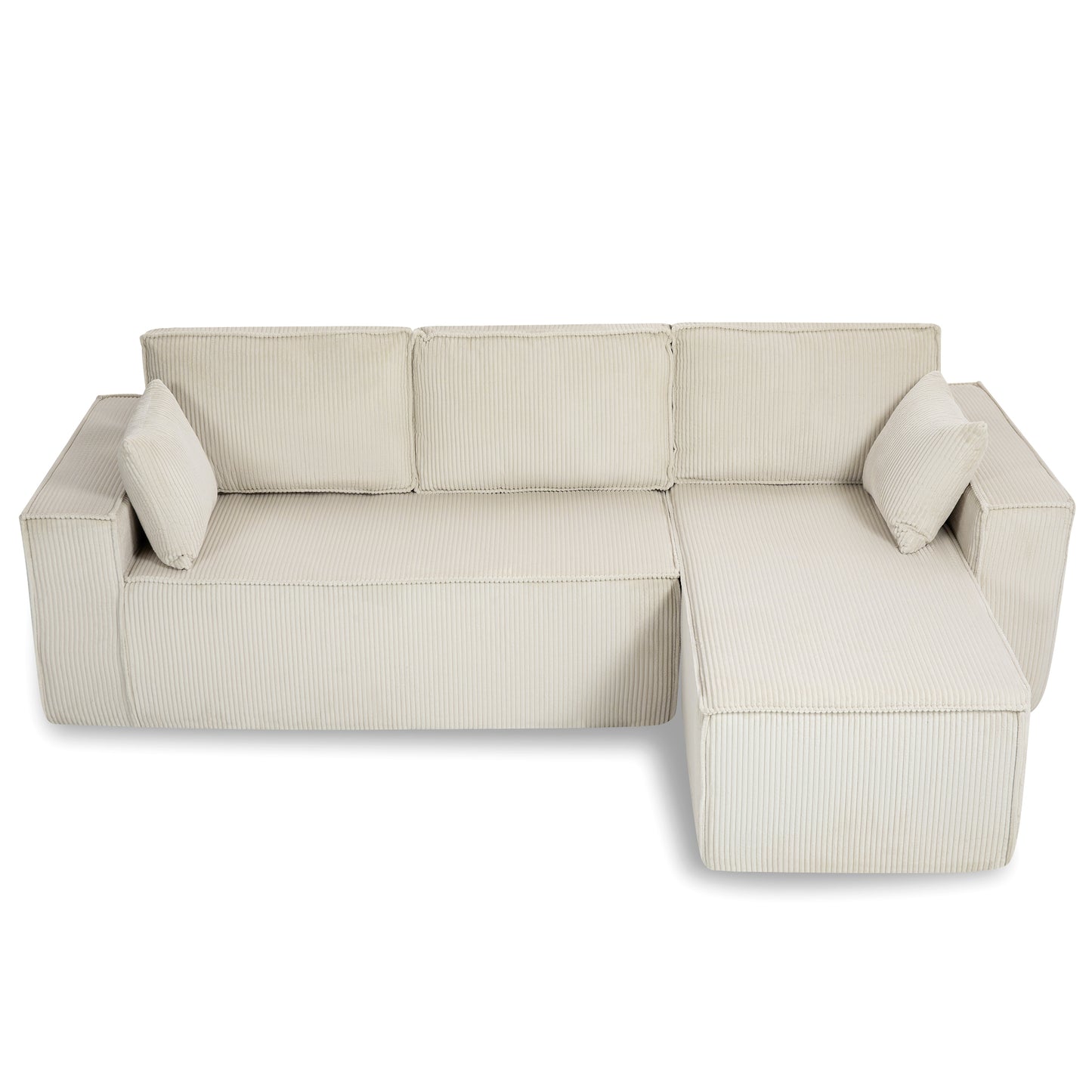 [Video provided] L-Shape Modular Sectional Sofa Couch - Comfy Upholstered Cloud Couch for Living Room - Modern Minimalist Couch,2 PIC Free Combination,No Assembly Required (Beige,Plush Corduroy)