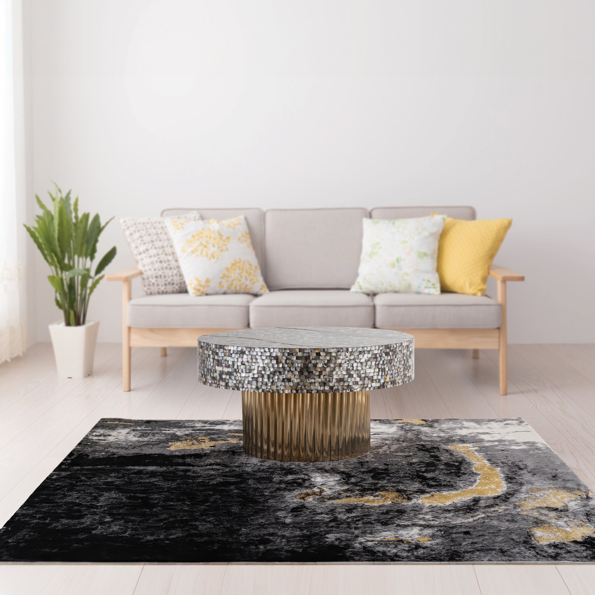 T 1207-32 Coffee Table  Finished With Mother Of Pearl Top