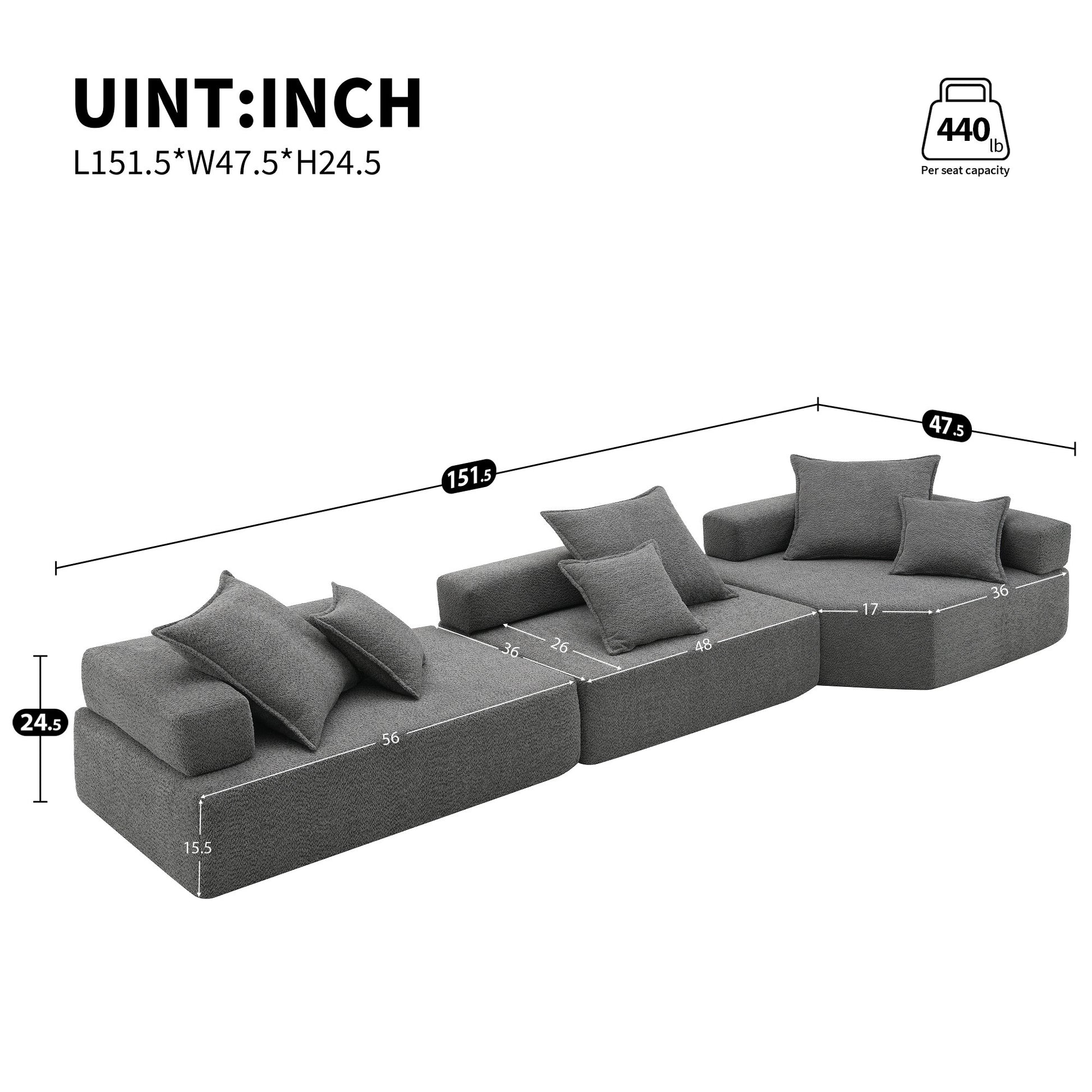 [VIDEO provided][New] Oversized Modular Sectional Sofa,Luxury Boucle Floor Couch Set,Convertible Sleeper Couch,Spacious Foam-Filled Sofa Bed for Living Room,3 PC Free Combination,2 Colors