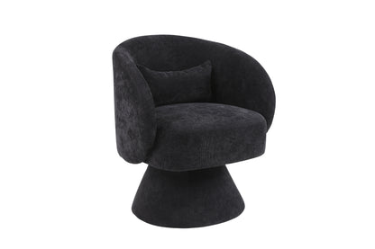 Swivel Accent Chair Armchair, Round Barrel Chair in Fabric for Living Room Bedroom(Black)