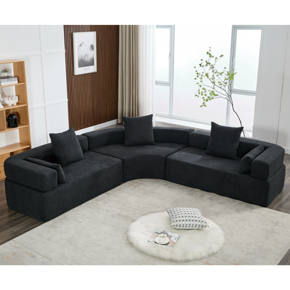 [NEW ARRIVED] [VIDEO PROVIDED]Oversized Combination Sofa,Curved Sofa,Upholstered 4 Seater Couch for Living Room,  Modern Modular 3 Piece Free Combination, Semicircular Modular  Sofa ,  Boucle, Black