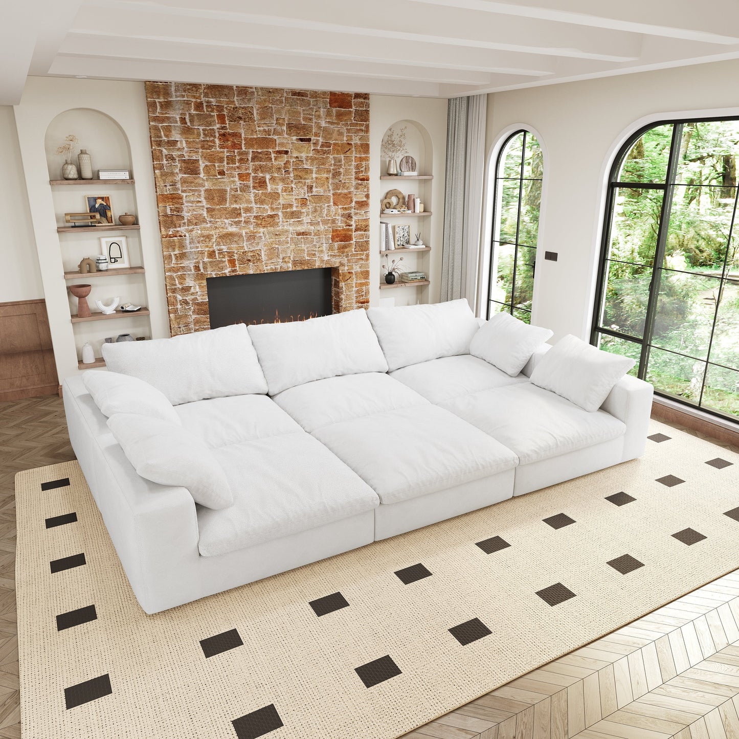 Cloud Modular Sectional Sofa with Storage Ottomans, Down Filled Comfort for Living Room