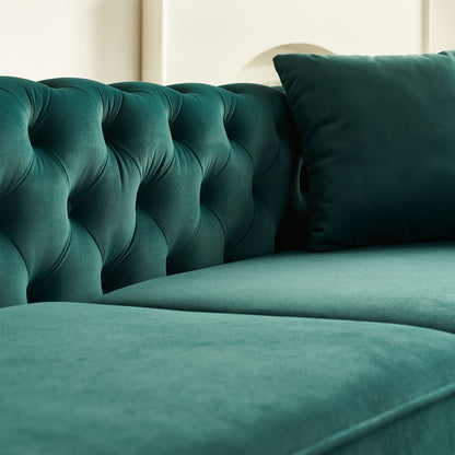 86'' W Luxury Modern Tufted Sofa with 2pcs of toss pillows for Living Room ,Bedroom,Green Color