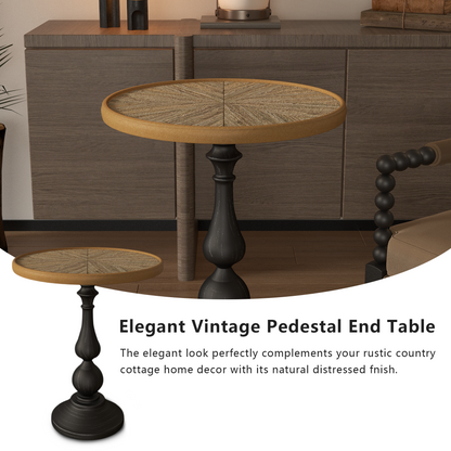 Wooden End Tables Retro Side Table French Country Accent Coffee Side Table Modern Small Round Tea Table Pedestal Side End Table for Living Room Household Restaurant Homestay