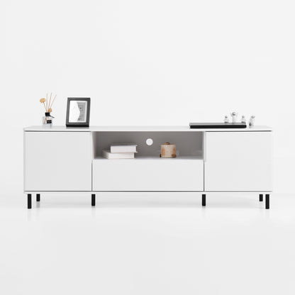 Modern TV Console, TV Stand, Entertainment Center with Storage Shelves,TV Cabinet for Living Room, Bedroom, Cloud White 63x15.74x19.68 inch