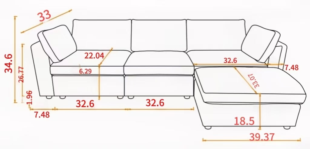 modular sofa whitechenille fabric,  simple and grand, the seat and back is very soft. this is also a KNOCK DOWN sofa