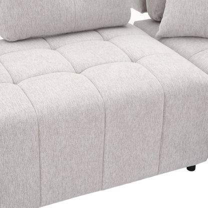 91.73" L-shaped Sofa Sectional Sofa Couch with 2 Stools and 2 Lumbar Pillows for Living Room, Light Grey