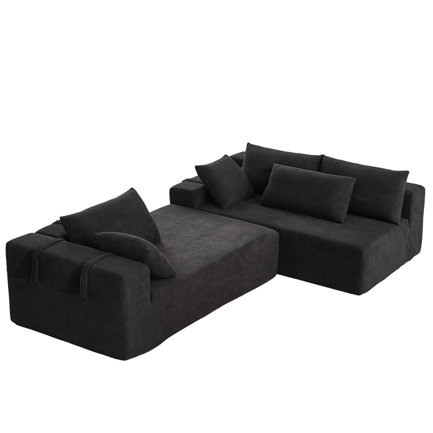 Modern Chenille Upholstered Sectional Sofa Couch Set,Modular 108" L Shaped Sectional Living Room Sofa Set With 6 Pillows,Free Combination Sofa Couch for Living Room,Bedroom(Right Chaise)