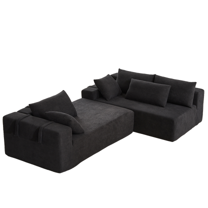 Modern Chenille Upholstered Sectional Sofa Couch Set,Modular 108" L Shaped Sectional Living Room Sofa Set With 6 Pillows,Free Combination Sofa Couch for Living Room,Bedroom(Right Chaise)