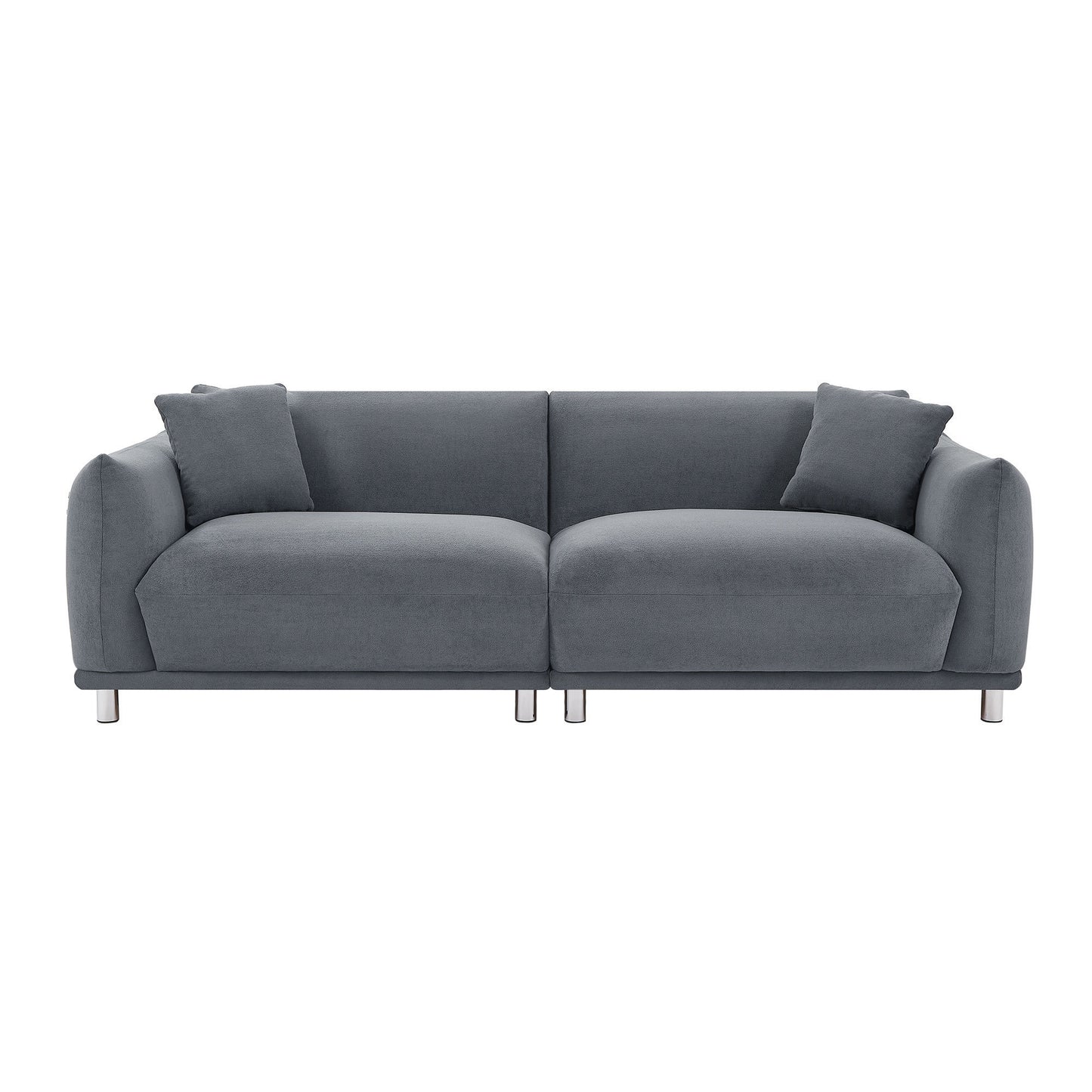 88.58" Sofa, Comfy Sofa Couch with Extra Deep Seats, Modern Sofa Bread-Like Sofa with 2 Pillows and Metal Feet with Anti-Skid Pads, DARK GREY.