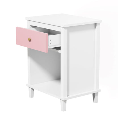 26.77''H Wooden Nightstand with One Drawer One Shelf for Kids, Adults, Pink - Groovy Boardz