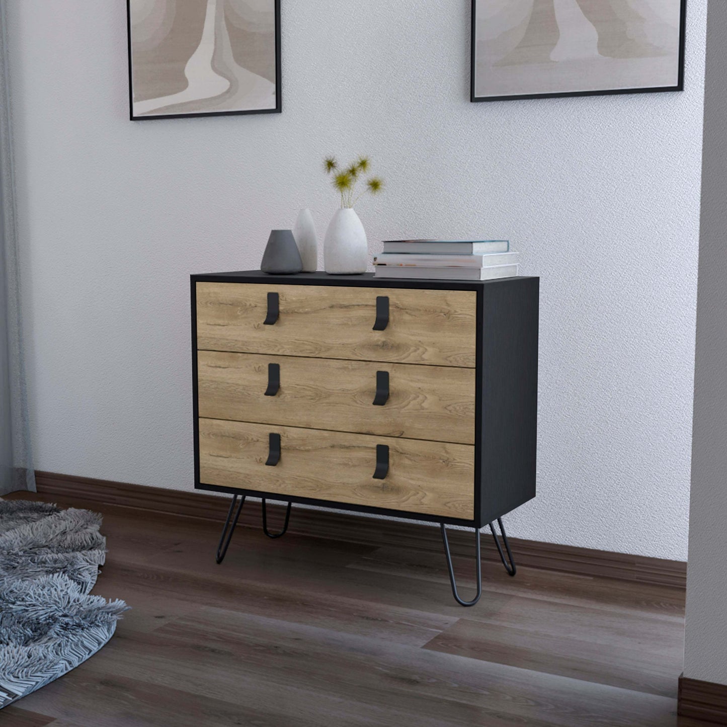 Chase Black and Macadamia 3-Drawer Dresser