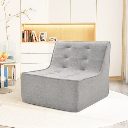 Fireside Chair, Lazy Floor Sofa Couch, Large Bean Bag Chair for Adults with High Resilience Foam for Living Room, Bedroom and Office, Velvet Fabric, Gray