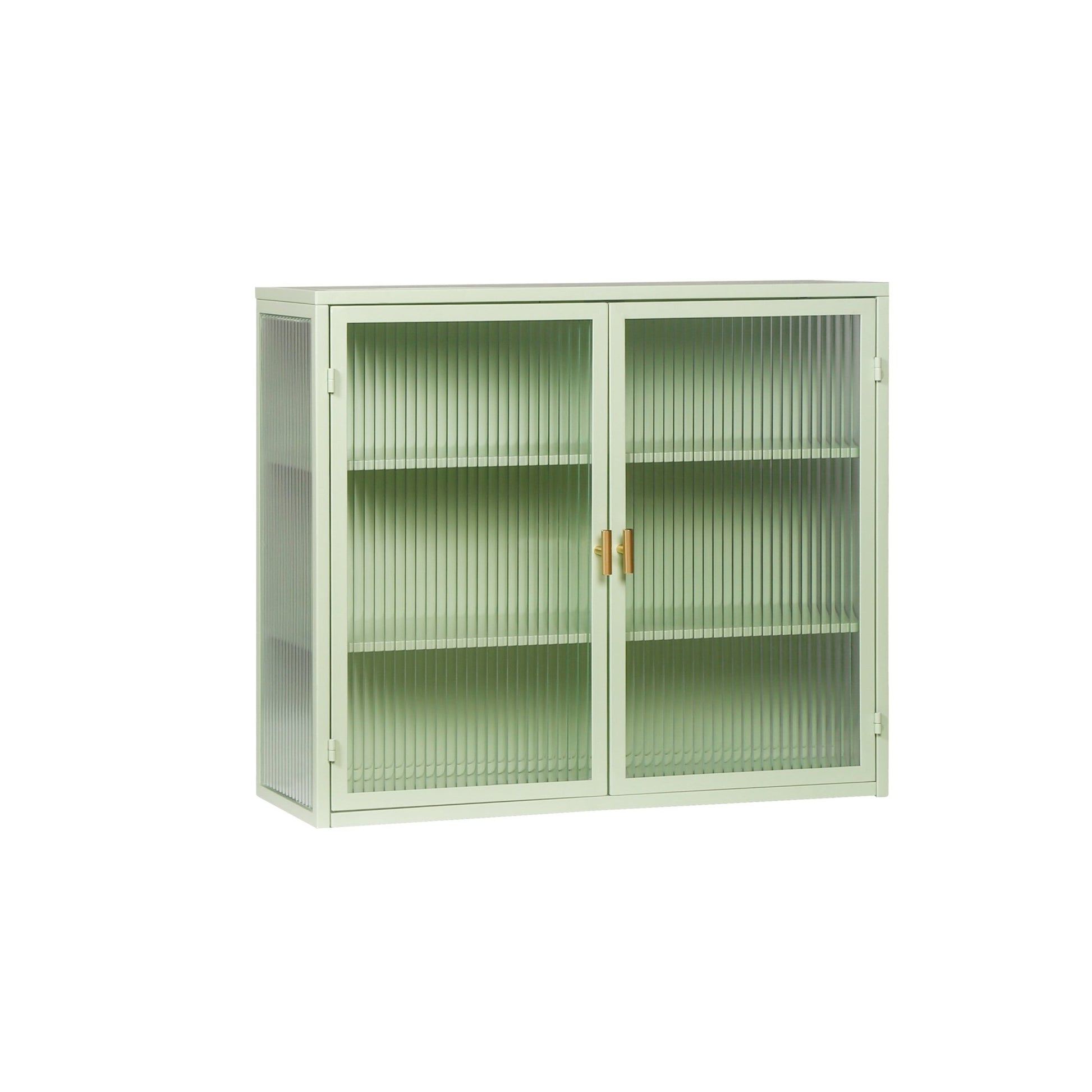 27.56"Glass Doors Modern Two-door Wall Cabinet with Featuring Three-tier Storage for Entryway Living Room Bathroom Dining Room,Mint Green - Groovy Boardz