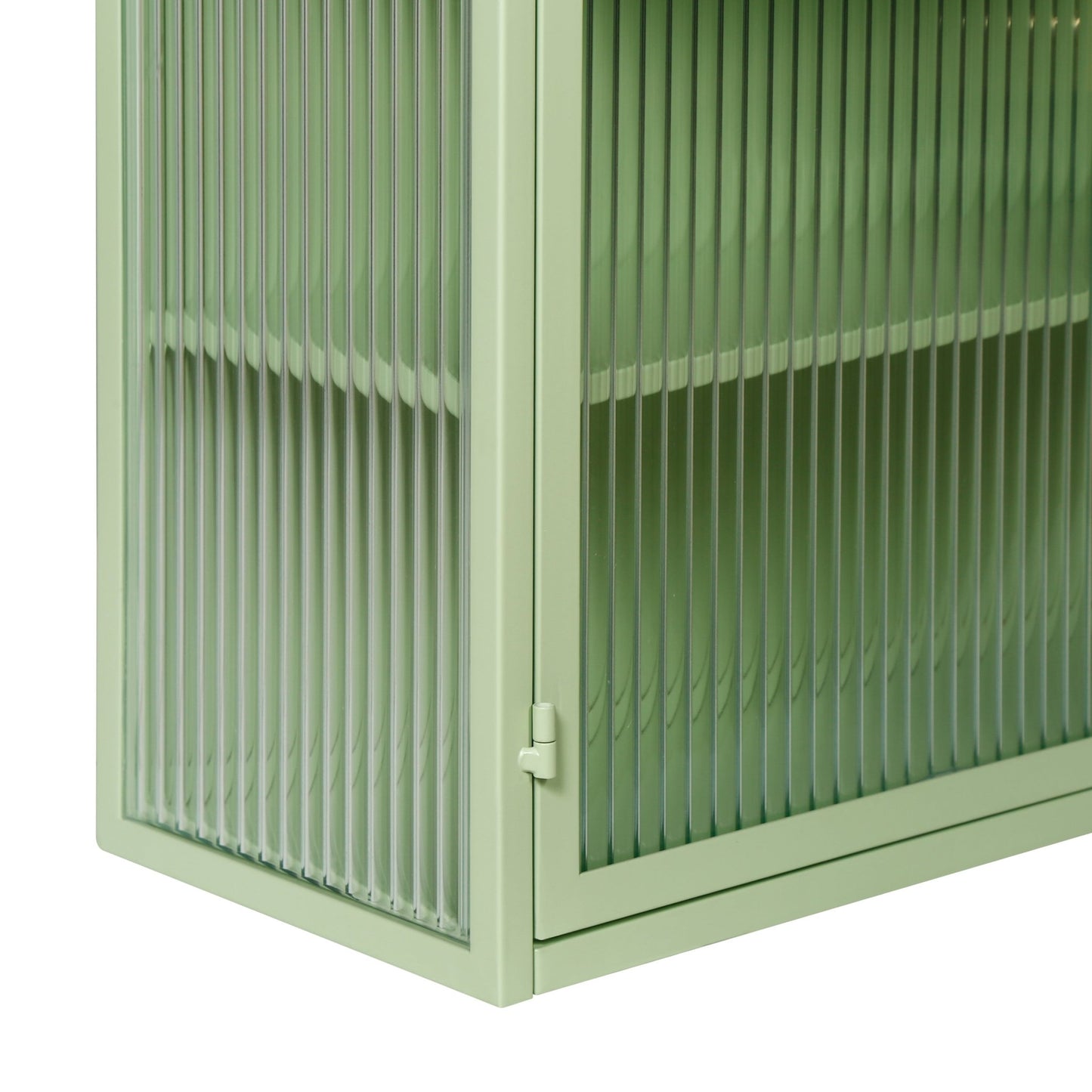 27.56"Glass Doors Modern Two-door Wall Cabinet with Featuring Three-tier Storage for Entryway Living Room Bathroom Dining Room,Mint Green - Groovy Boardz