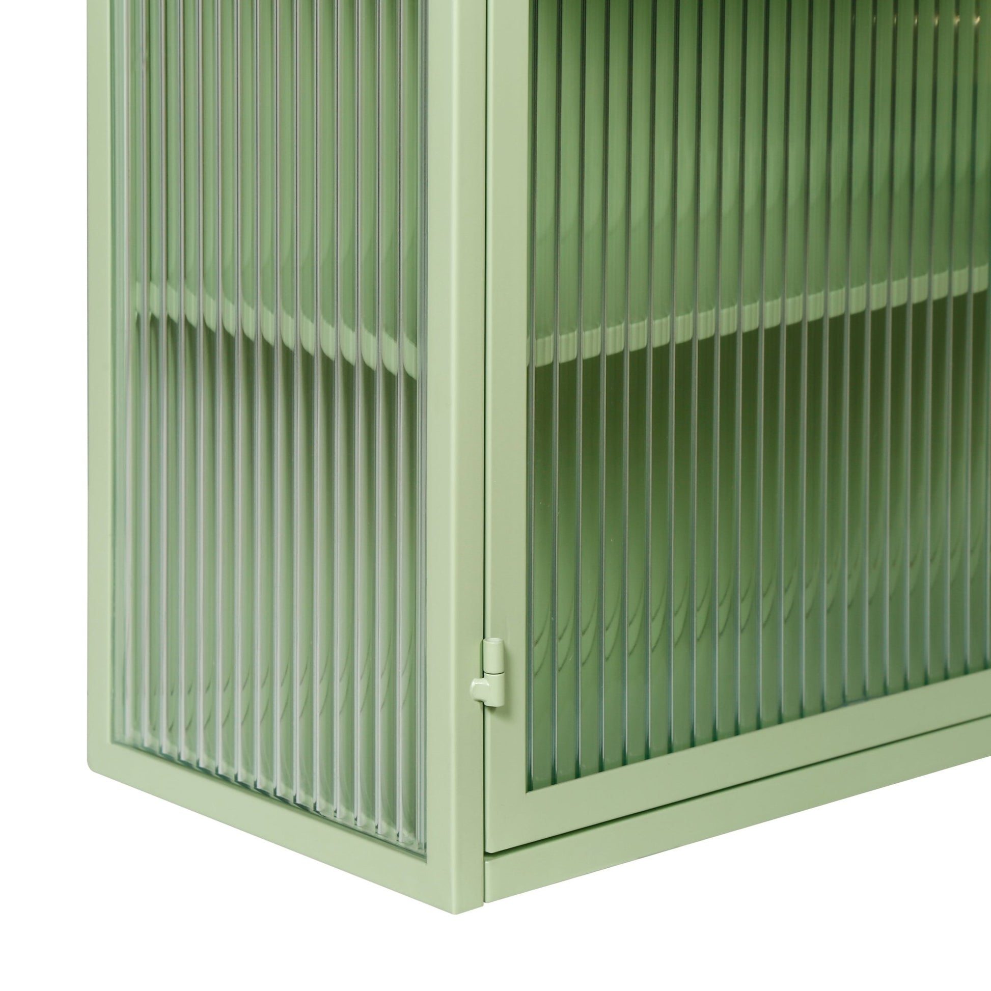 27.56"Glass Doors Modern Two-door Wall Cabinet with Featuring Three-tier Storage for Entryway Living Room Bathroom Dining Room,Mint Green - Groovy Boardz