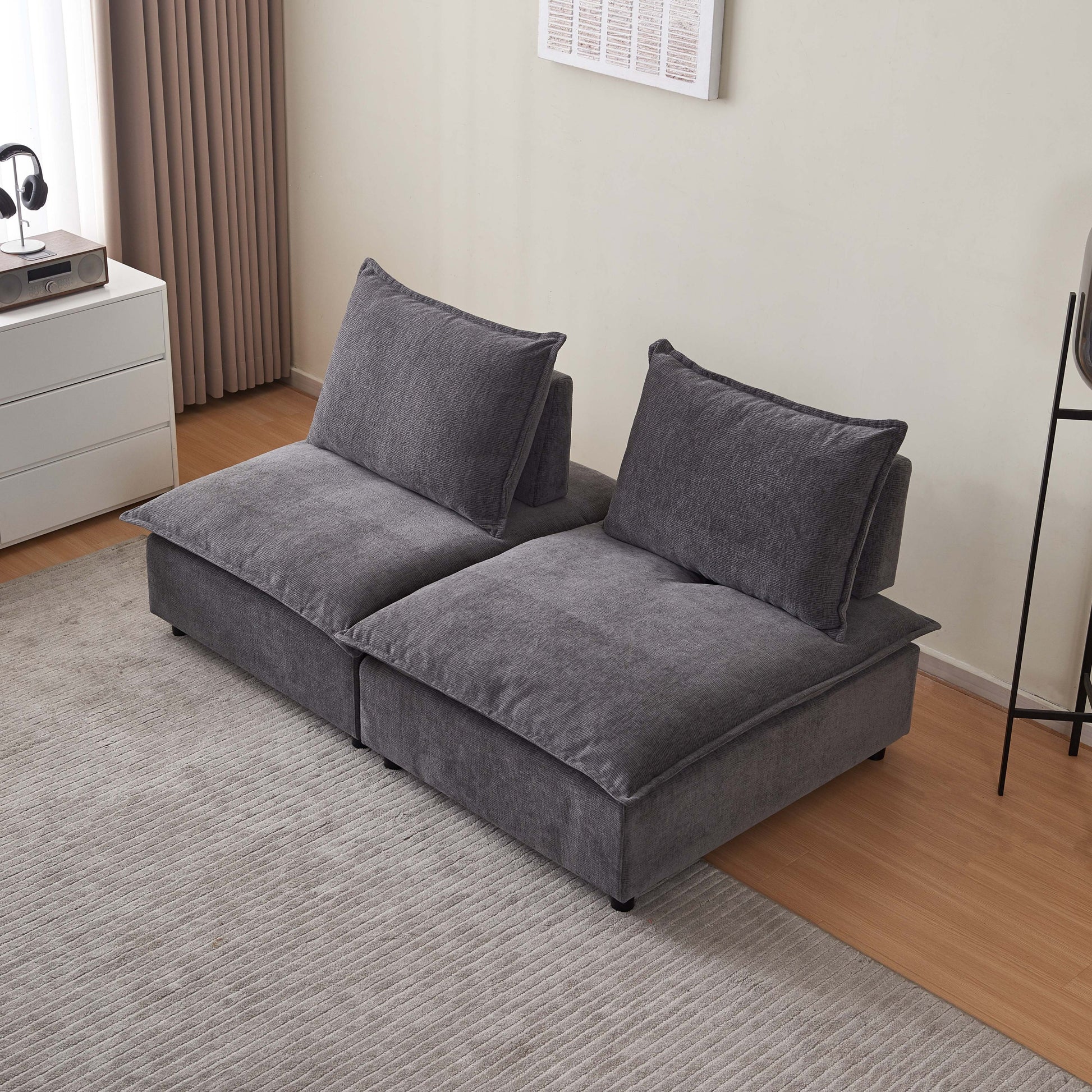 Modern 2-Seater Armless Sofa Couch for Living Room - Modular Design, Ultra-Soft Chenille Fabric, Easy Assembly, Sturdy Frame, Stylish and Comfortable - Perfect for Apartments