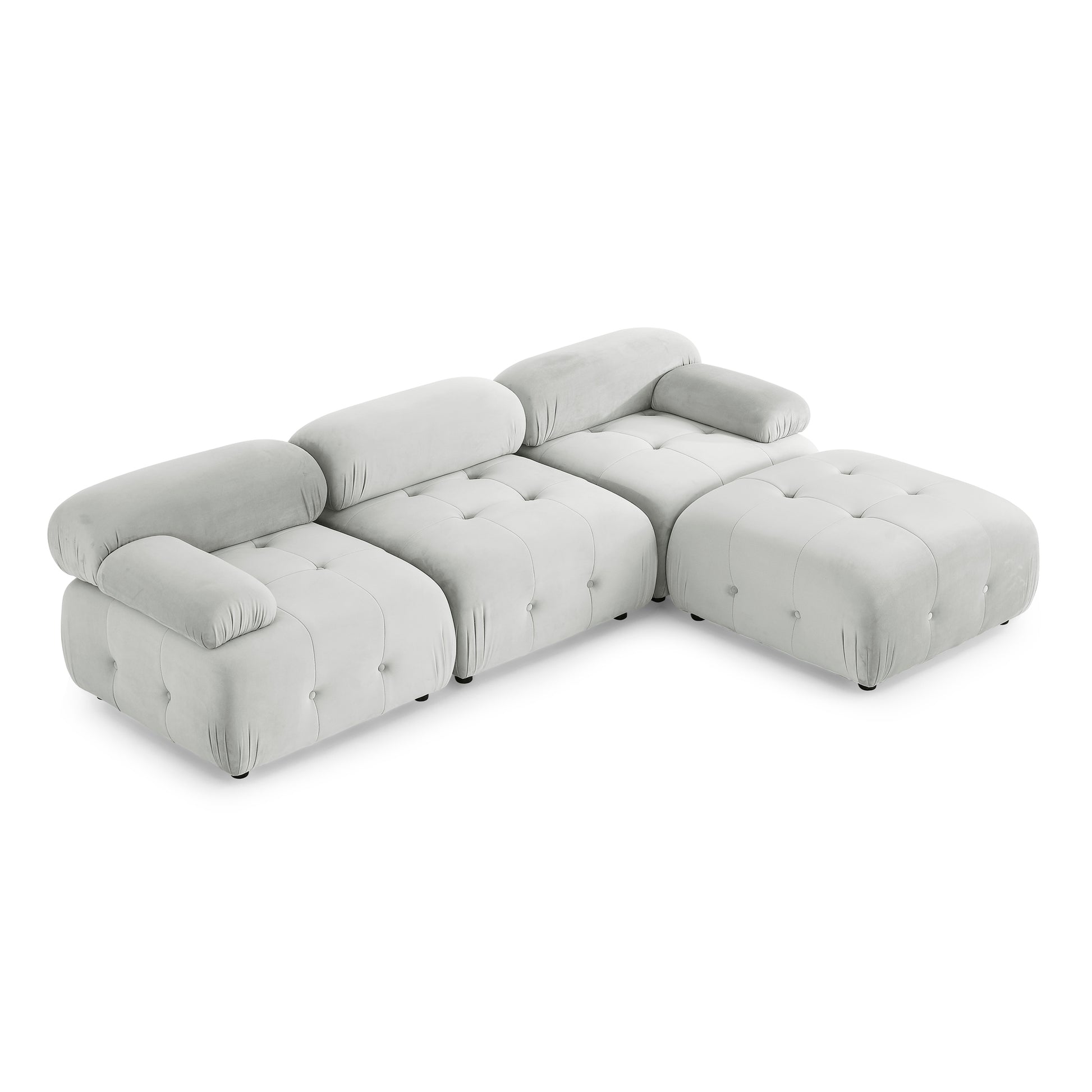 Modular Sectional Sofa, Button Tufted Designed and DIY Combination,L Shaped Couch with Reversible Ottoman, Grey Velvet