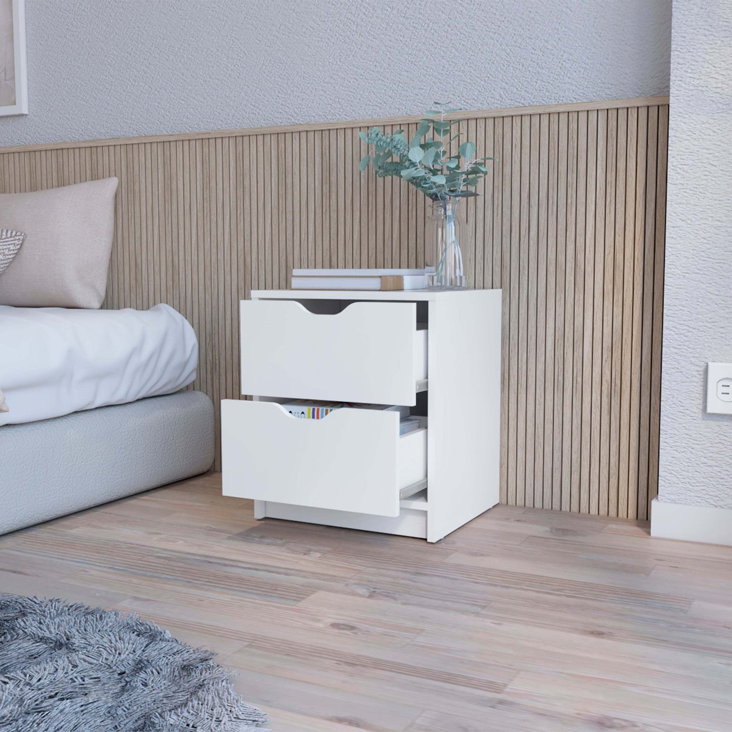 Logan White 2-Drawer Nightstand