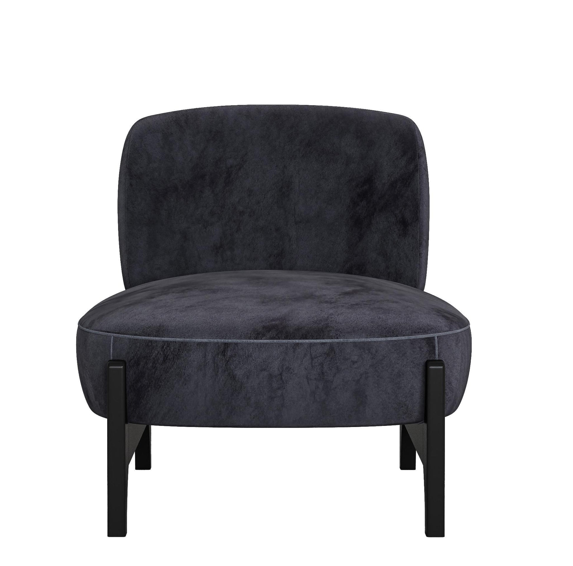 Upholstered Velvet Mid Century Modern Black Accent Chair