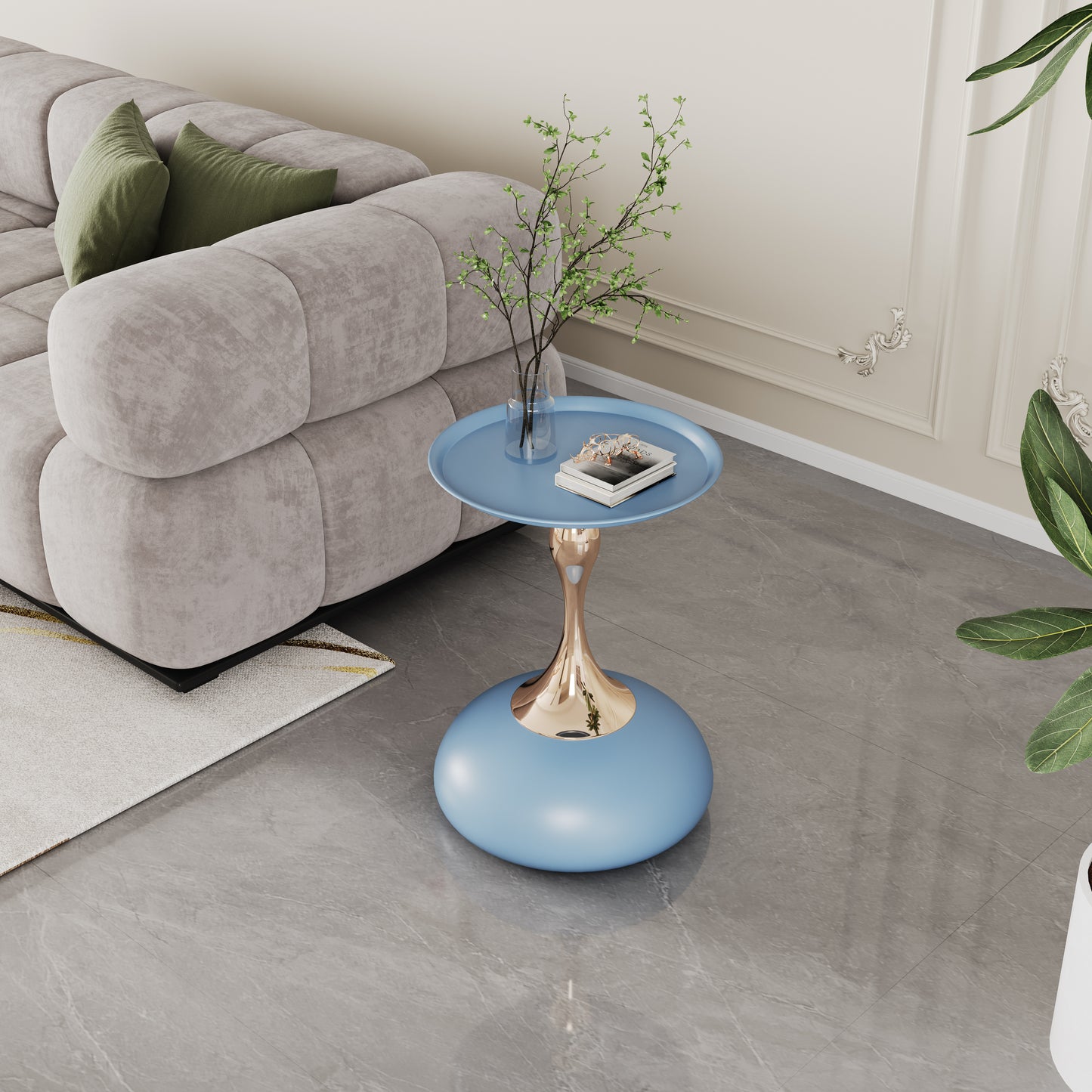 Luxury Design Iron End Table, Minimalist Round Side Table for Small Space