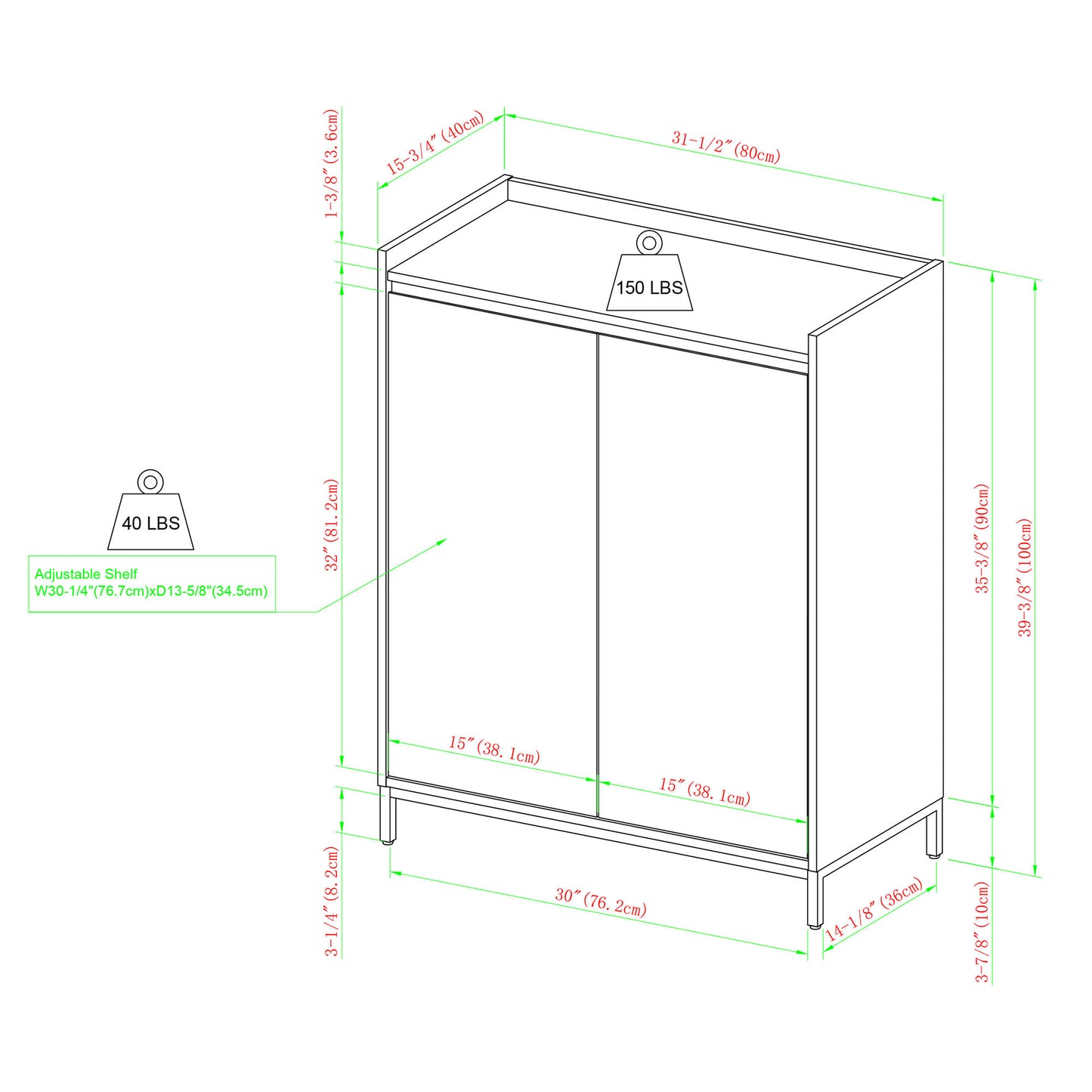 Contemporary Minimalist 2-Door Accent Cabinet – Coastal Oak