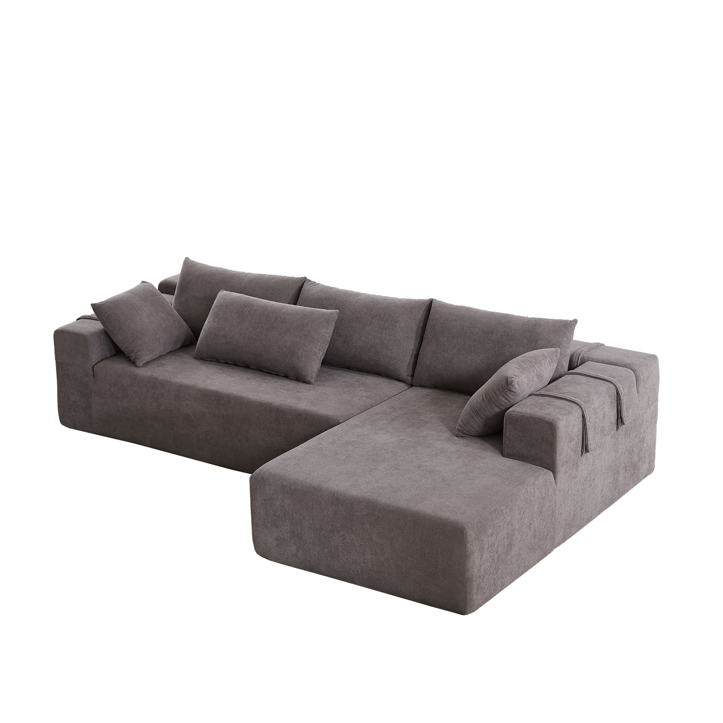 Modern Chenille Upholstered Sectional Sofa Couch Set,Modular 108" L Shaped Sectional Living Room Sofa Set With 6 Pillows,Free Combination Sofa Couch for Living Room,Bedroom(Right Chaise)