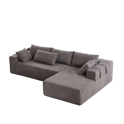 Modern Chenille Upholstered Sectional Sofa Couch Set,Modular 108" L Shaped Sectional Living Room Sofa Set With 6 Pillows,Free Combination Sofa Couch for Living Room,Bedroom(Right Chaise)