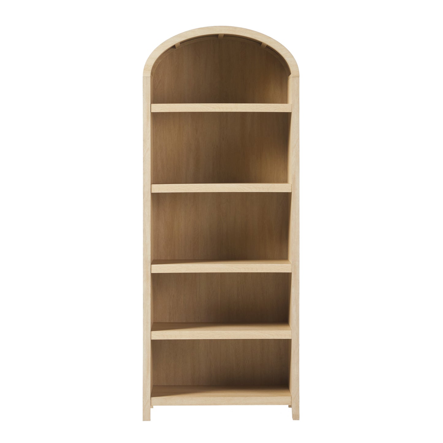 Modern 5 Shelf Open Arched Bookshelf - Oak