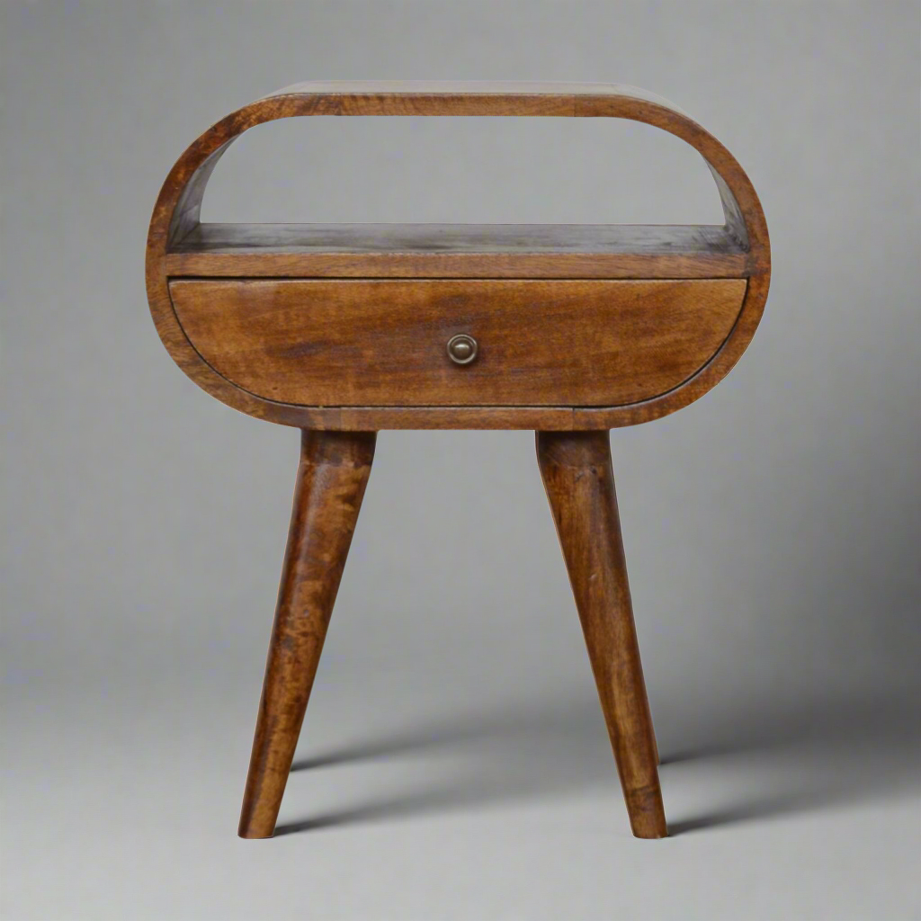 Roswell Chestnut Circular Open Bedside