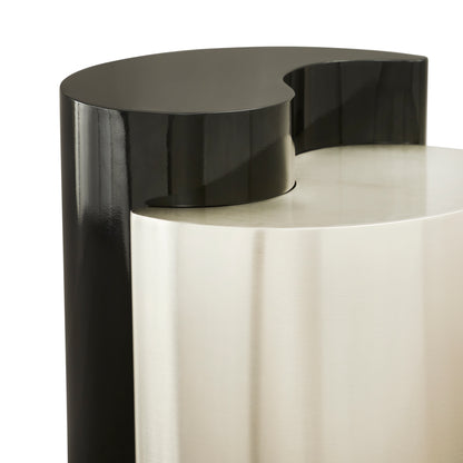 Ying Yang Modern & Contemporary Style 2PC End Table Made with Iron Sheet Frame in Black & Silver