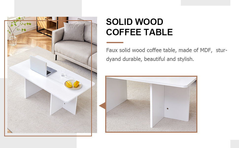 A modern and practical white coffee table. The coffee table is made of medium density fiberboard material, Suitable for living room, bedroom, and study. CT-2O