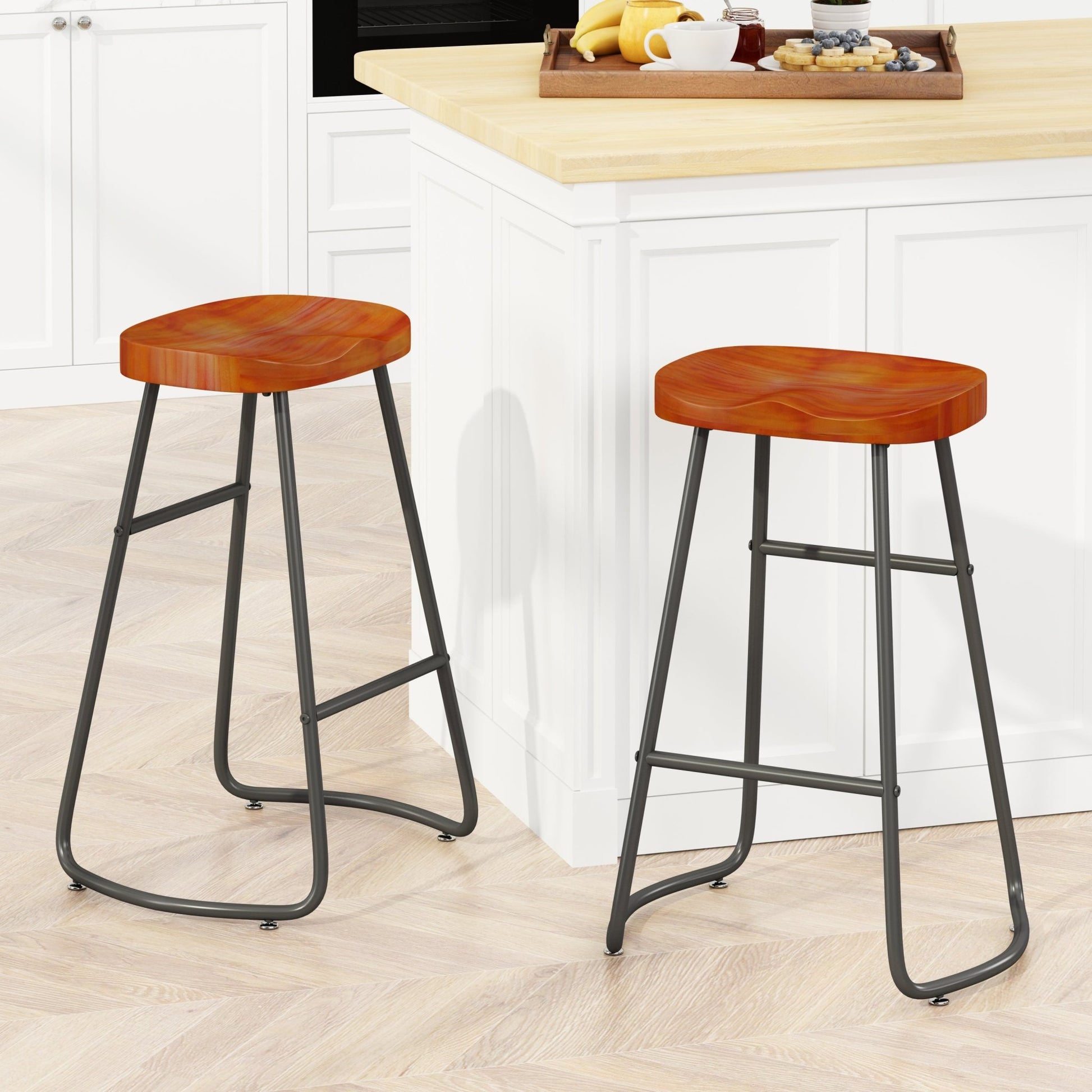 29.52" Stylish and Minimalist Bar Stools Set of 2, Counter Height Bar Stools, for Kitchen Island, Coffee Shop, Bar, Home Balcony, Brown - Groovy Boardz