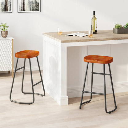 29.52" Stylish and Minimalist Bar Stools Set of 2, Counter Height Bar Stools, for Kitchen Island, Coffee Shop, Bar, Home Balcony, Brown - Groovy Boardz