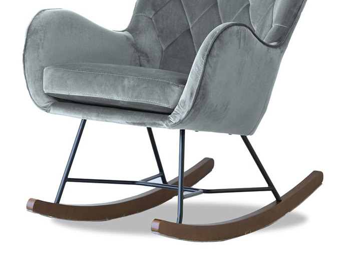 Hannah Mid Century Modern Rocking Chair in Dark Grey