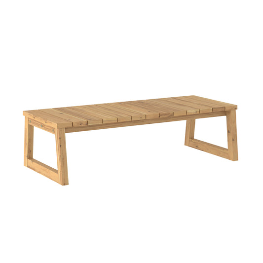 Modern Solid Wood Slat-Top Outdoor Coffee Table – Natural