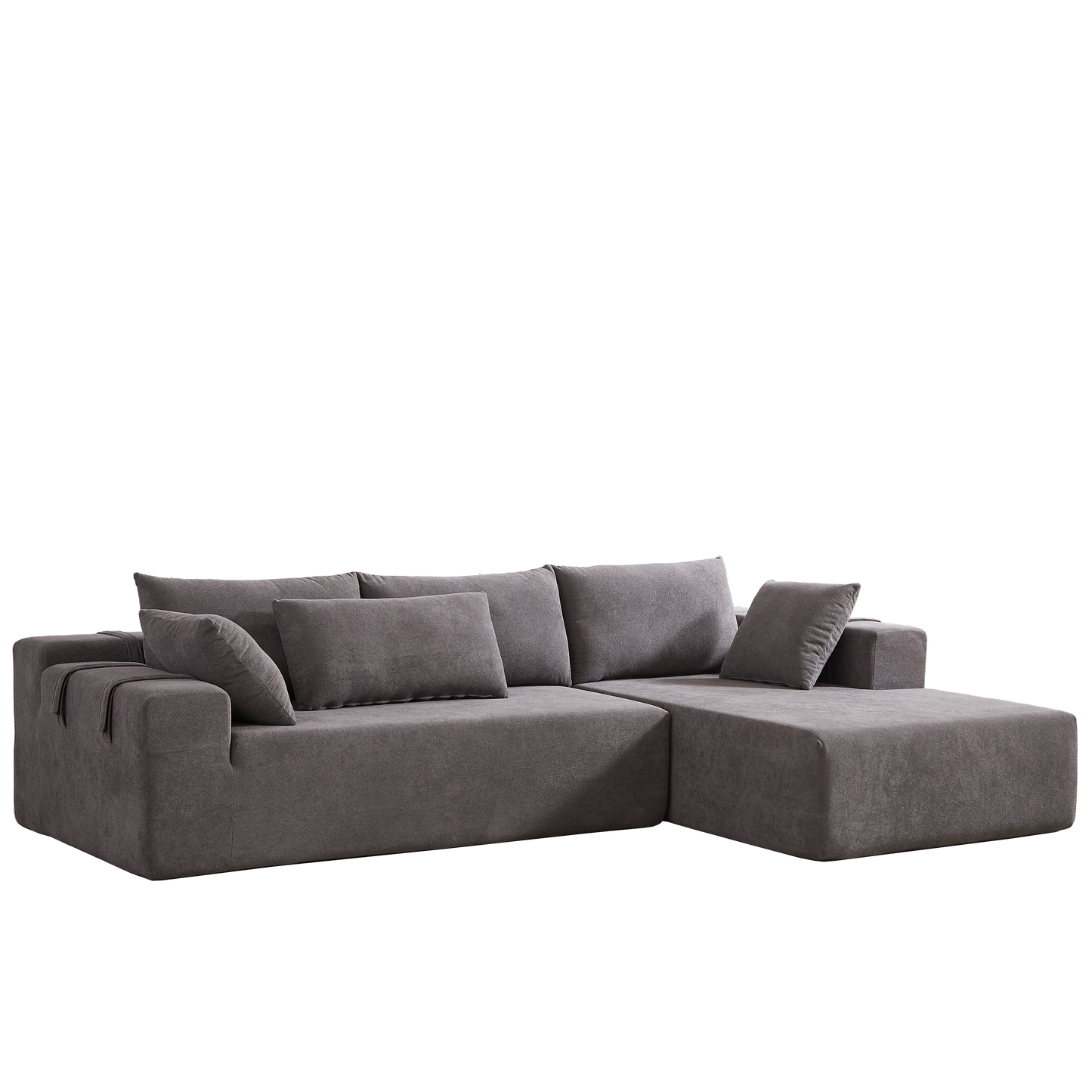 Modern Chenille Upholstered Sectional Sofa Couch Set,Modular 108" L Shaped Sectional Living Room Sofa Set With 6 Pillows,Free Combination Sofa Couch for Living Room,Bedroom(Right Chaise)