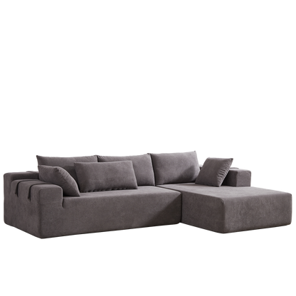 Modern Chenille Upholstered Sectional Sofa Couch Set,Modular 108" L Shaped Sectional Living Room Sofa Set With 6 Pillows,Free Combination Sofa Couch for Living Room,Bedroom(Right Chaise)