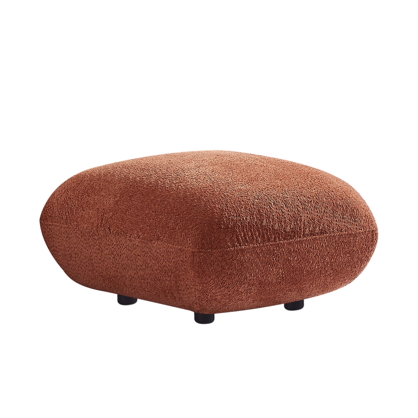 Modern Round  Footrest Stool Ottoman Foot Stool for Living Room, Bedroom, boucle Orange.