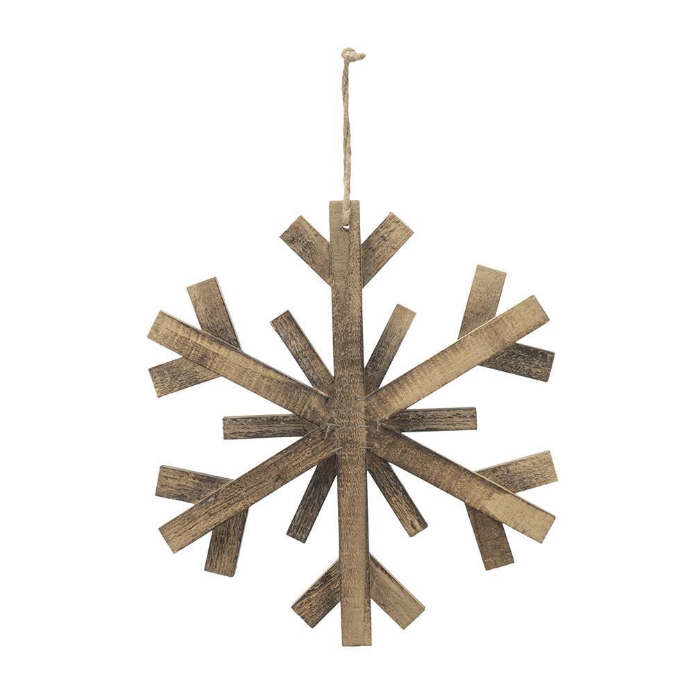 17.7" x 17.7" Large Fir Wood Snowflake Ornaments, Hanging Home Decor Accents for Christmas Tree, Wall Art, Holiday Display, Set of 2