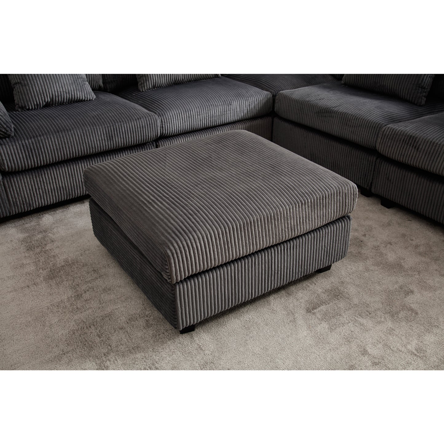 {NEW ARRIVAL} {VIDEO provided} Oversized Modular Sectional Sofa Couches Set,Corduroy Upholstered Deep Seat Comfy Sofa for Living Room,Dark Gray